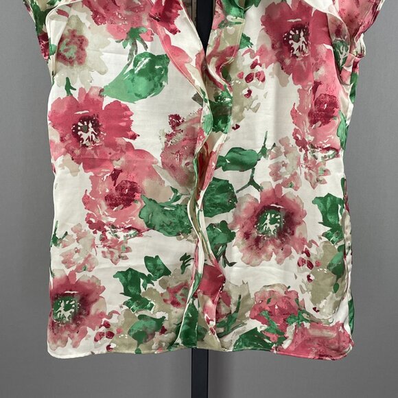 NEW Talbots Shirt Womens 6 pink green floral blouse preppy classic casual - Picture 3 of 10